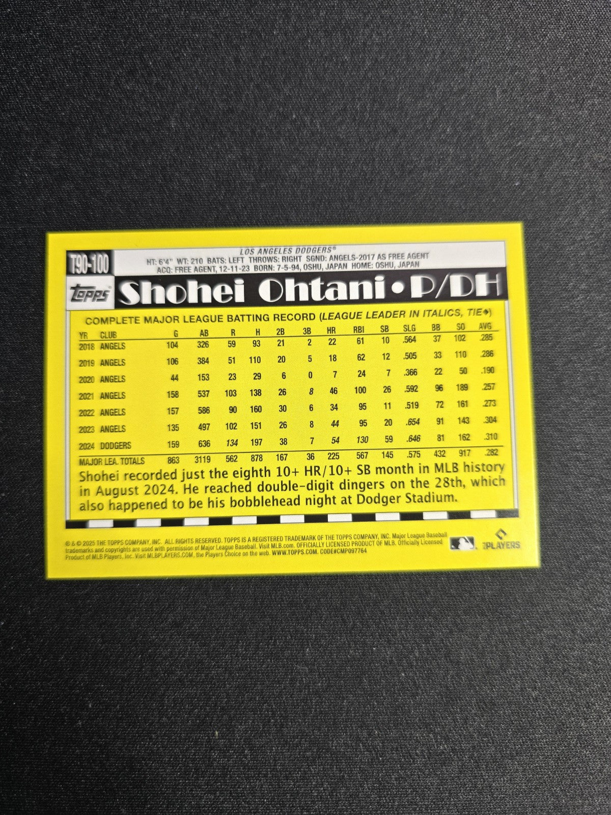 2025 Topps Series 1 Shohei Ohtani 1990 35th Anniversary Insert T90-100 NM LA