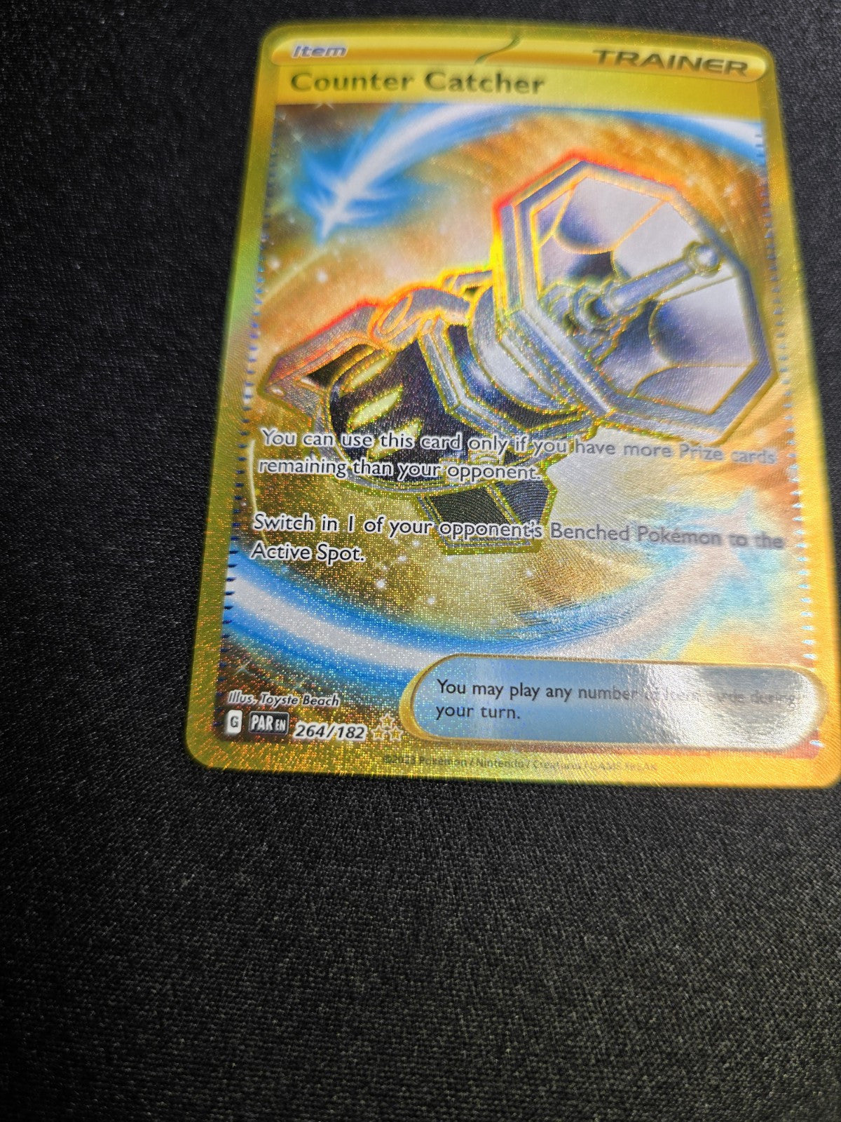 Pokémon TCG Counter Catcher 264/182 Hyper Rare Gold Trainer Card Paradox Rift NM