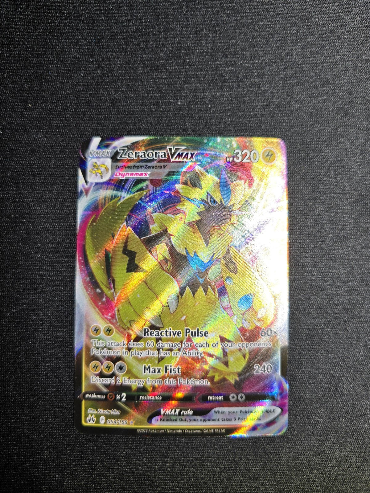 Pokémon TCG Zeraora VMAX Crown Zenith 54/159 Full Art Card NM 2023