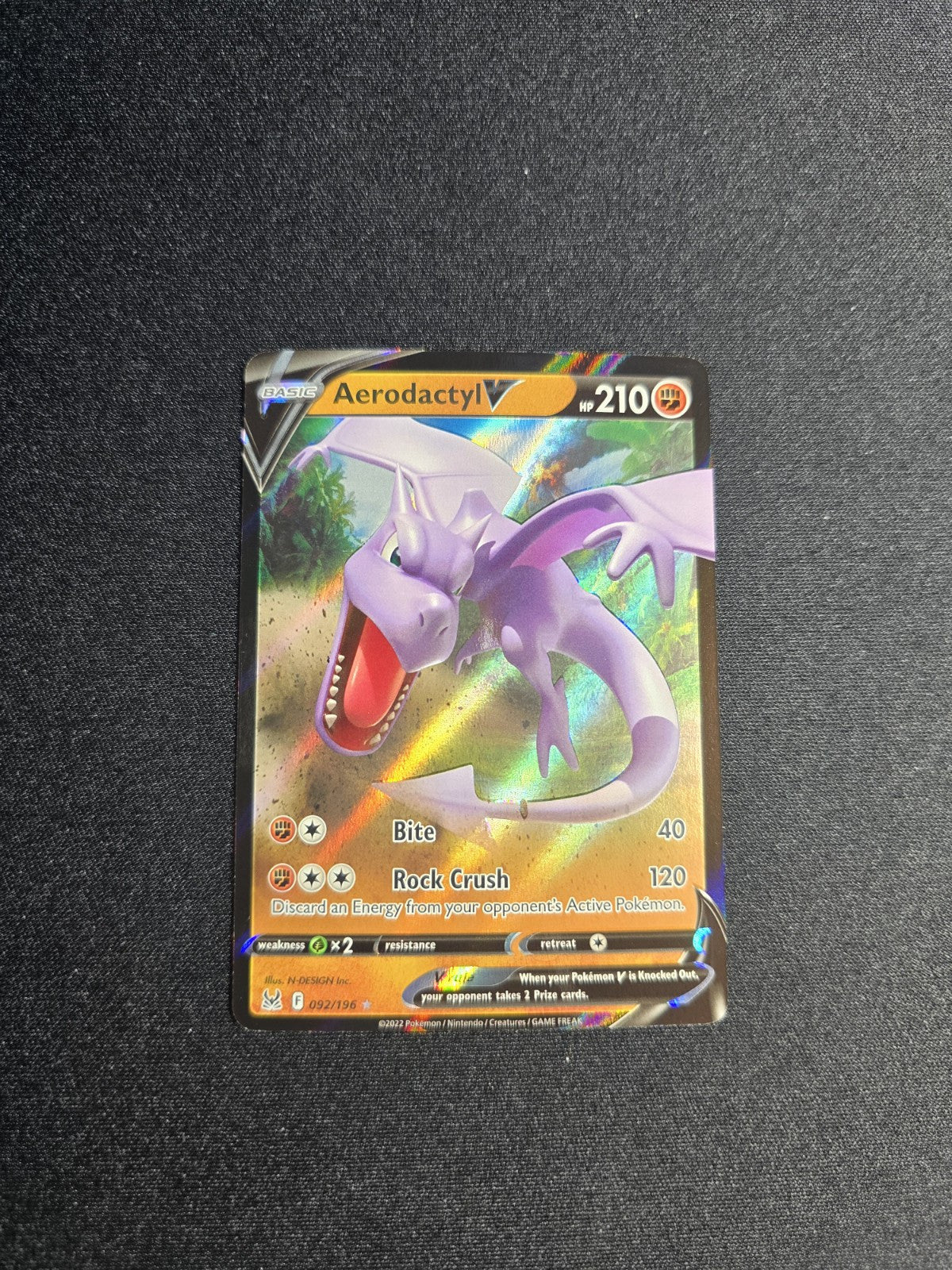 Aerodactyl V 092/196 Lost Origin Ultra Rare Holo Pokemon Card NM 2022