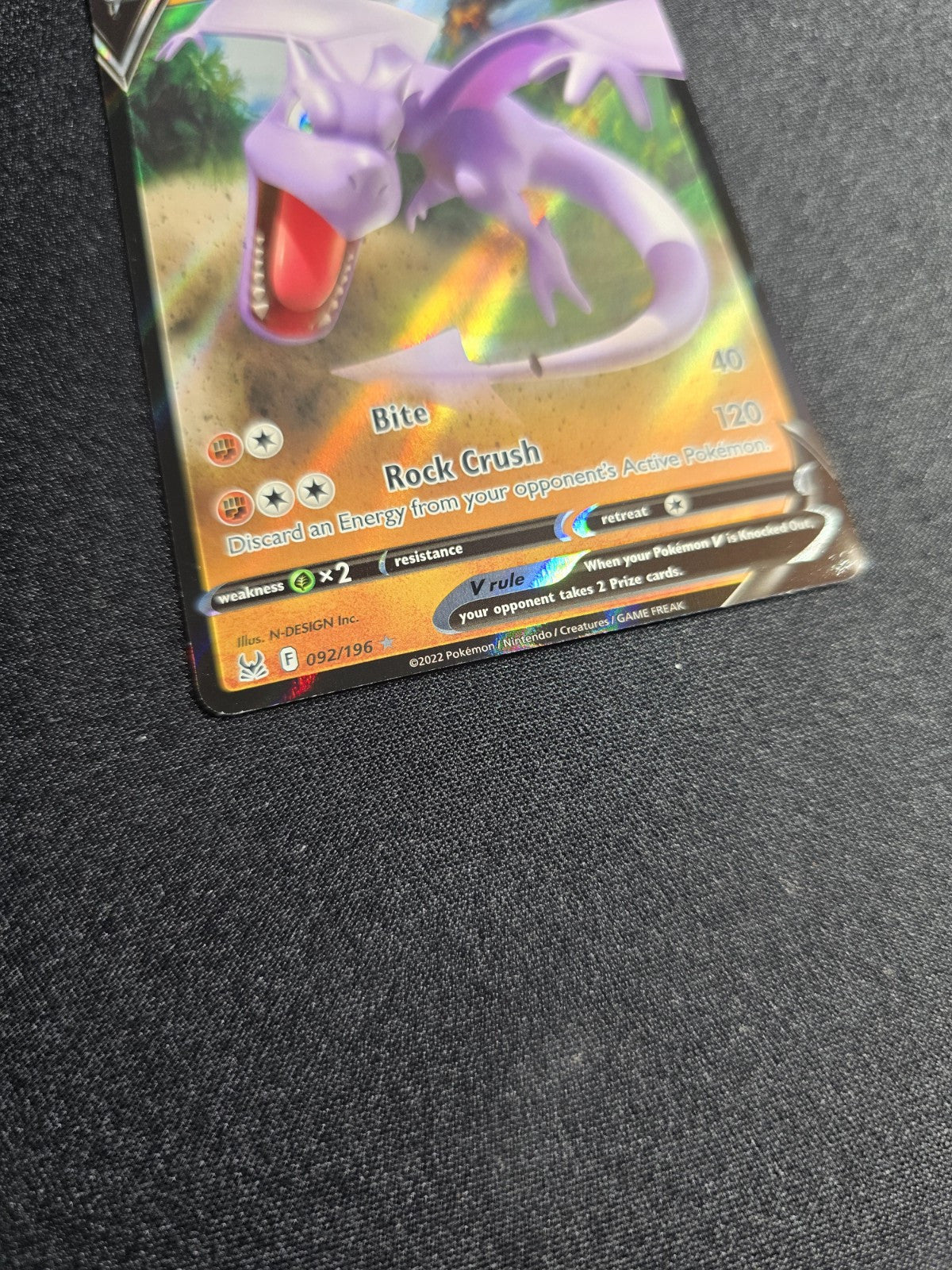 Aerodactyl V 092/196 Lost Origin Ultra Rare Holo Pokemon Card NM 2022