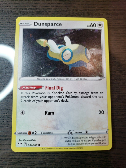 Dunsparce  137/189 Sword & Shield: Darkness Ablaze NM Pokemon TCG 2020 common 
