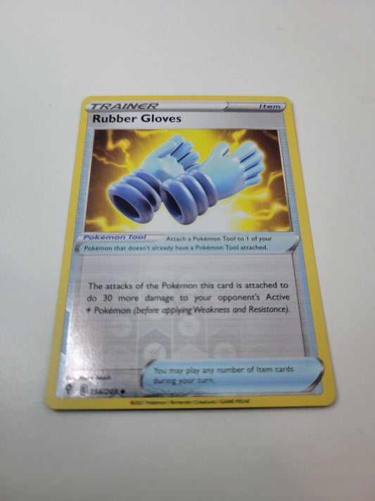 Pokémon TCG Rubber Gloves Evolving Skies 156/203 Reverse Holo Uncommon Card NM 
