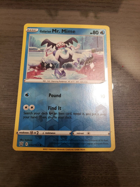 POKEMON : SWSH BATTLE STYLES REVERSE HOLO GALARIAN MR. MIME 034/163 - MINT/NM