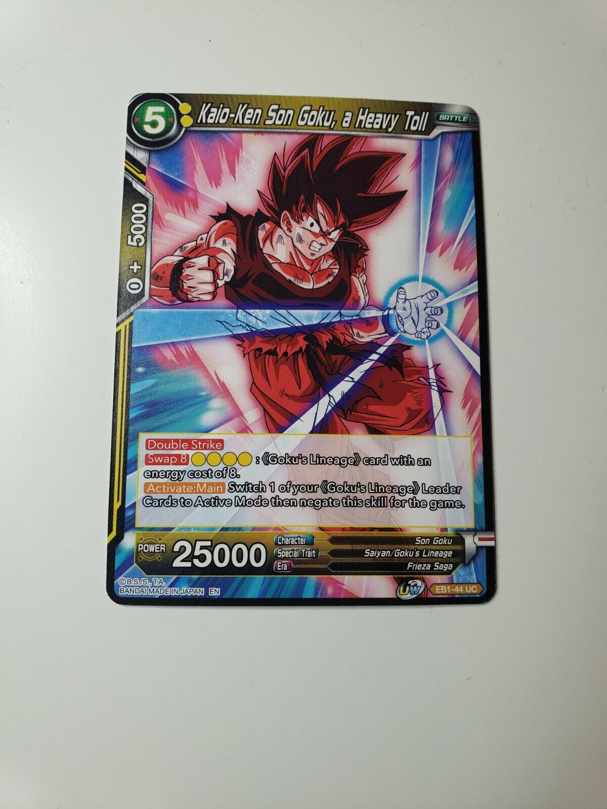 Kaio-Ken Son Goku, a Heavy Toll Dragon Ball Super card game UWS Base Card 