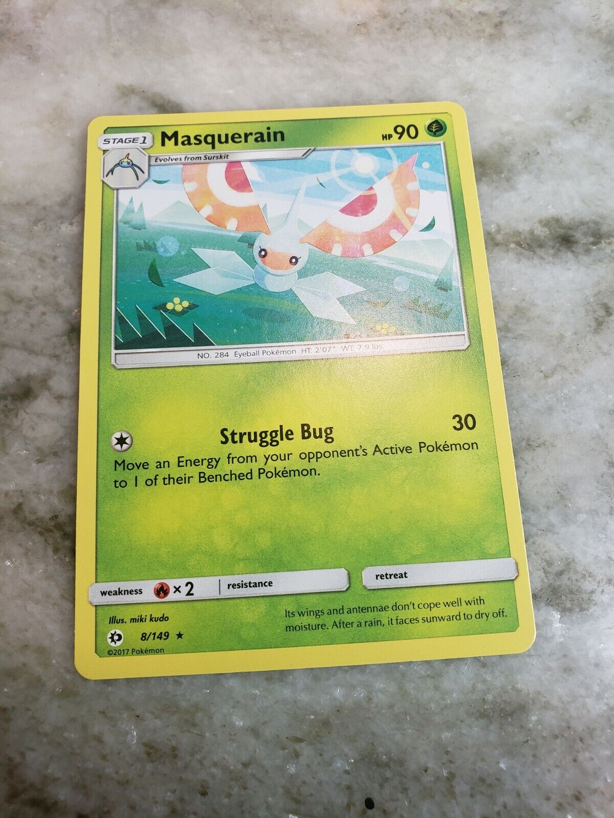Pokemon TCG: Masquerain 8/149 Rare Sun & Moon Mint/Near Mint - 2017