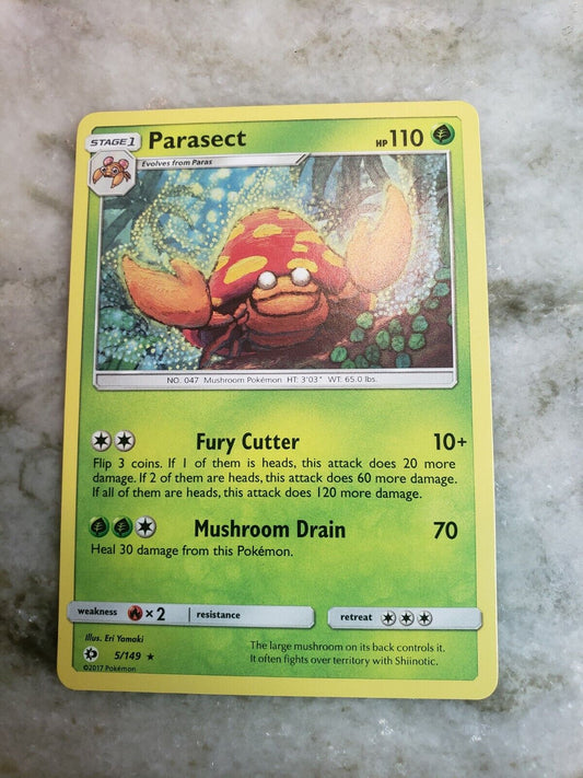 Pokémon TCG Sun and Moon Base Parasect 5/149 Regular Rare Card NM 2017