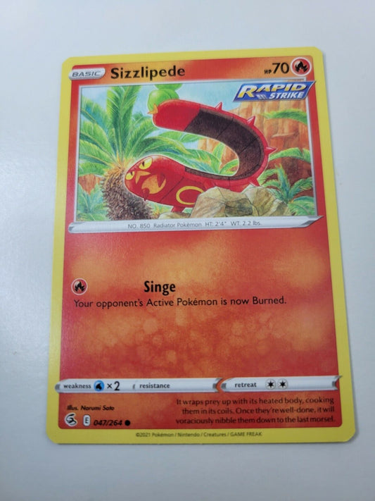 Pokémon TCG Sizzlipede Fusion Strike 047/264 Regular Common Card NM 2021