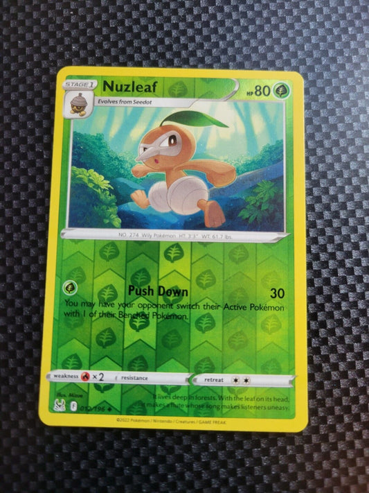Pokémon TCG Nuzleaf Lost Origin 012/196 Reverse Holo Uncommon Card NM 2022