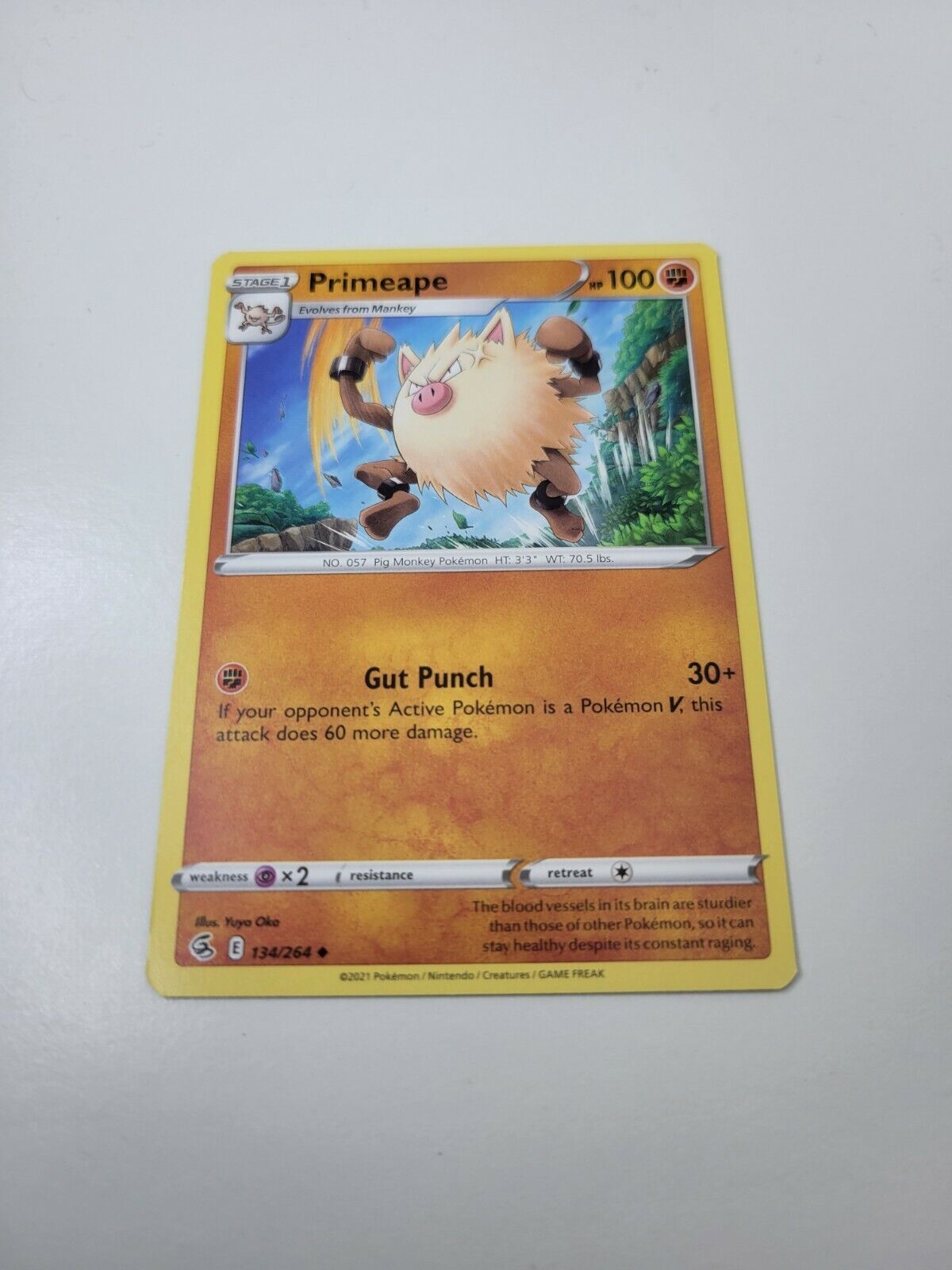 Pokémon TCG Primeape Fusion Strike 134/264 Regular Uncommon Card NM 2021