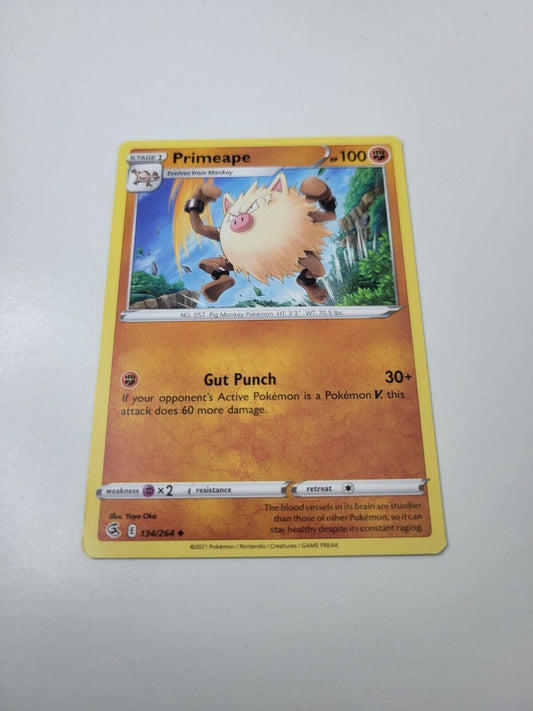 Pokémon TCG Primeape Fusion Strike 134/264 Regular Uncommon Card NM 2021