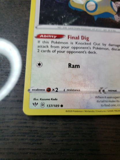 Dunsparce  137/189 Sword & Shield: Darkness Ablaze NM Pokemon TCG 2020 common 