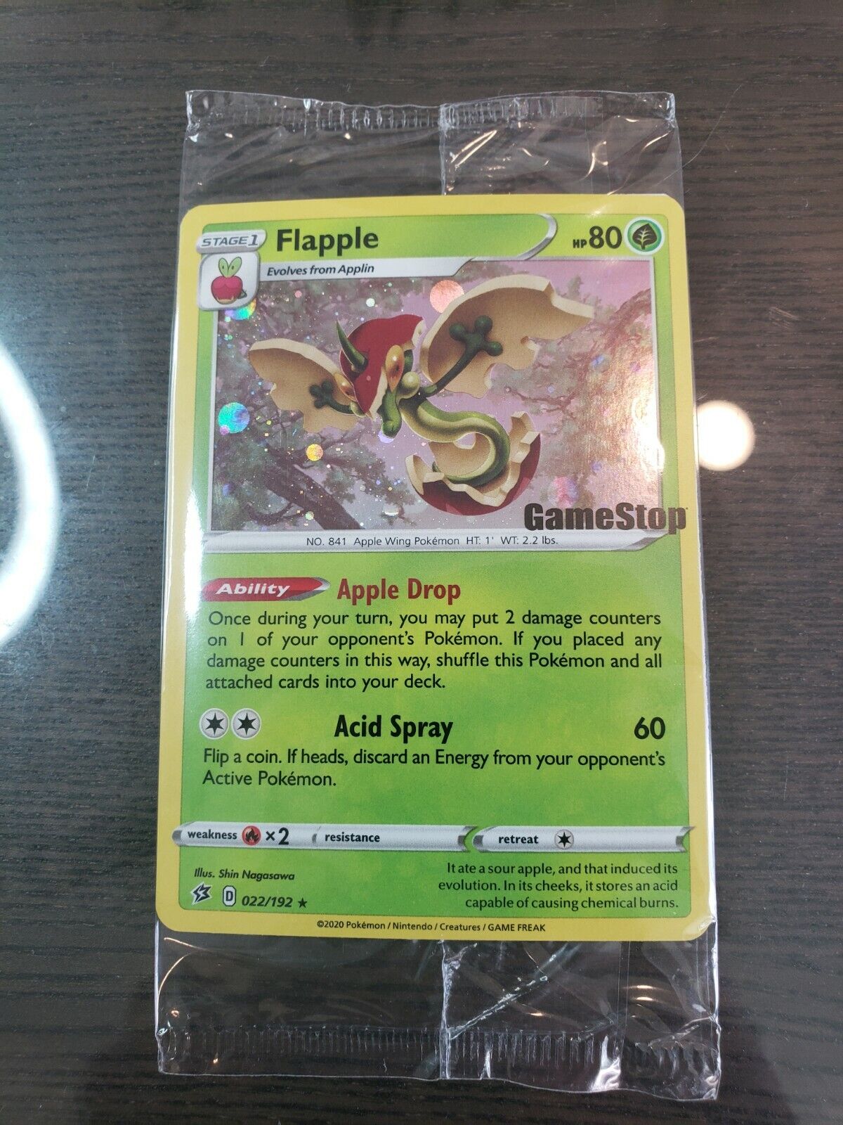 Pokemon TCG Flapple Holo Gamestop Exclusive 022/192 Battle Styles Promo Sealed