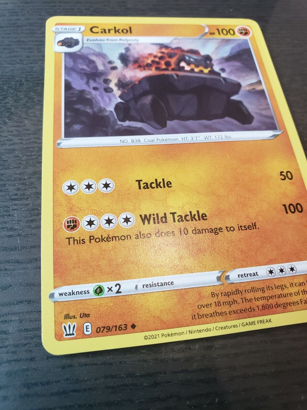 Pokemon S&S Battle Styles Set Carkol 079/163 - Near Mint (NM) 2021