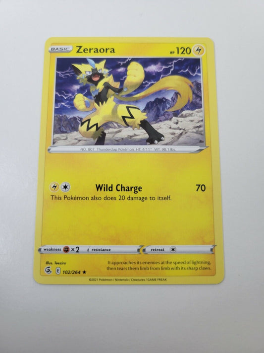 Pokémon TCG Zeraora Fusion Strike 102/264 Regular Rare Card NM 2021