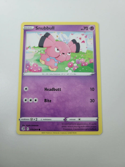 Pokémon TCG Snubbull Fusion Strike 115/264 Regular Common Card NM 2021