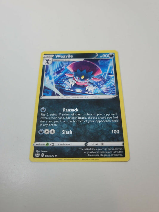 Pokemon TCG Brilliant Stars Weavile 87/172 Regular Uncommon Card NM 2022