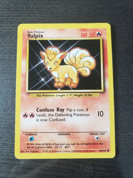Pokémon TCG Base Set Vulpix 68/102 Regular Common Card LP 1999 WOTC 