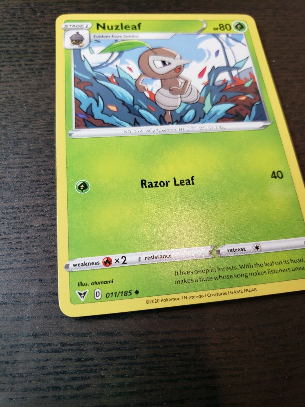 Pokemon TCG Vivid Voltage Nuzleaf Regular Uncommon Card 011/185 NM 2020