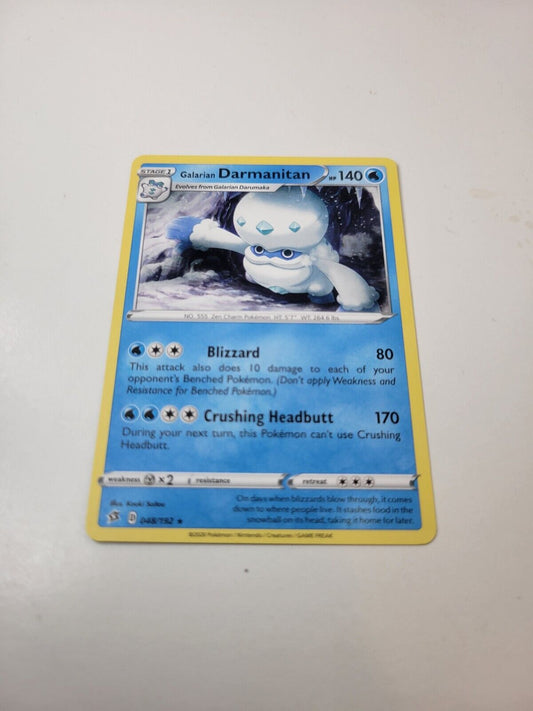Pokémon TCG Galarian Darmanitan Rebel Clash 048/192 Regular Rare Card NM 2020