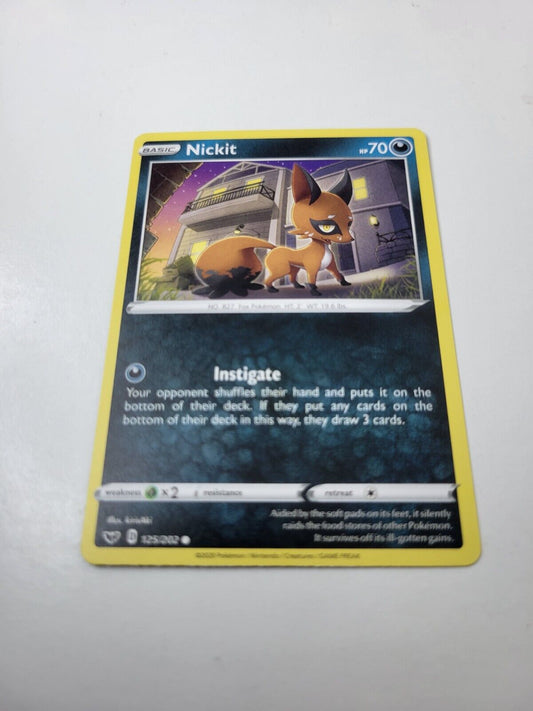 Pokémon TCG Nickit Sword & Shield Base Set 125/202 Regular Common Card NM 2020