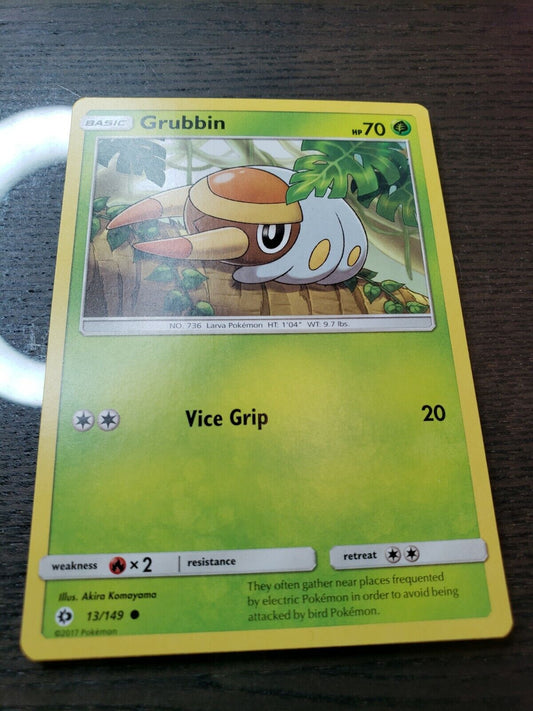 Pokemon TCG Sun And Moon Base Set Grubbin Common Card 13/149 2017 NM