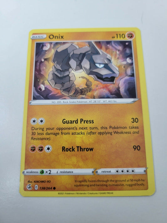 Pokémon TCG Onix Fusion Strike 138/264 Regular Common Card NM 2021