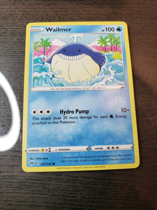 Wailmer 031/185  Regular Common Card Pokemon TCG Vivid Voltage NM 2020