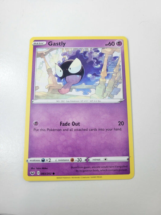 Pokémon TCG Gastly Sword & Shield Base Set 083/202 Regular Common Card NM 2020