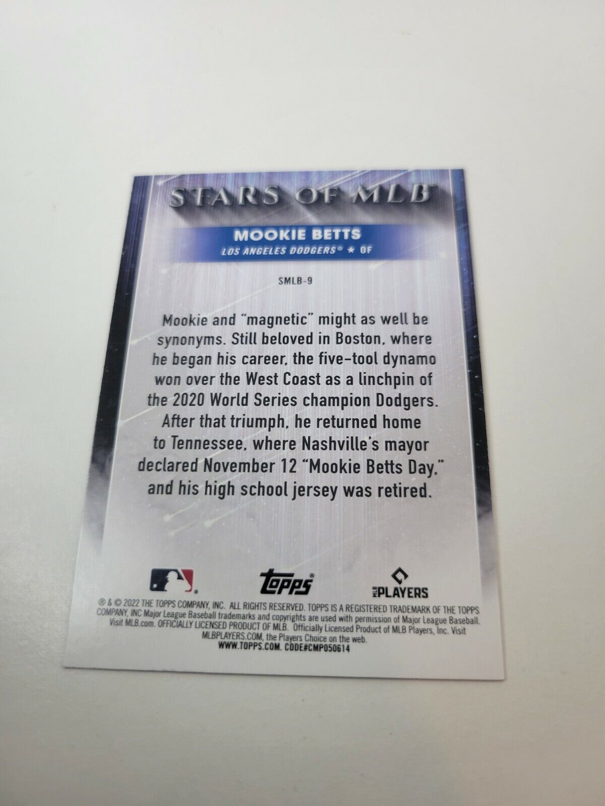 MOOKIE BETTS 2022 TOPPS SERIES 1 STARS OF MLB FOIL #SMLB-9 DODGERS