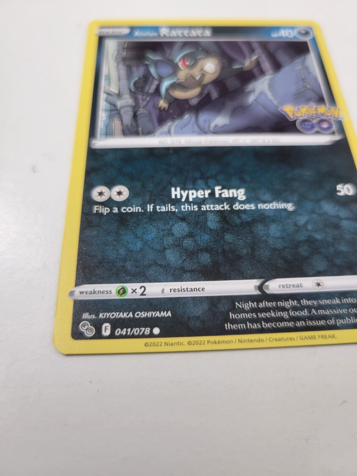 Pokémon TCG Alolan Rattata Pokemon GO 041/078 Regular Common Card NM 2022