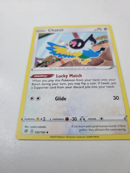 Pokémon TCG Chatot Rebel Clash 142/192 Regular Uncommon Card NM 2010