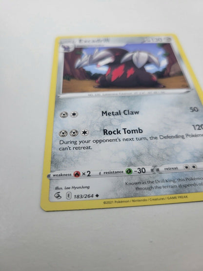 Pokémon TCG Excadrill Fusion Strike 183/264 Regular Uncommon Card NM 2021