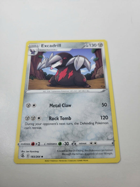 Pokémon TCG Excadrill Fusion Strike 183/264 Regular Uncommon Card NM 2021