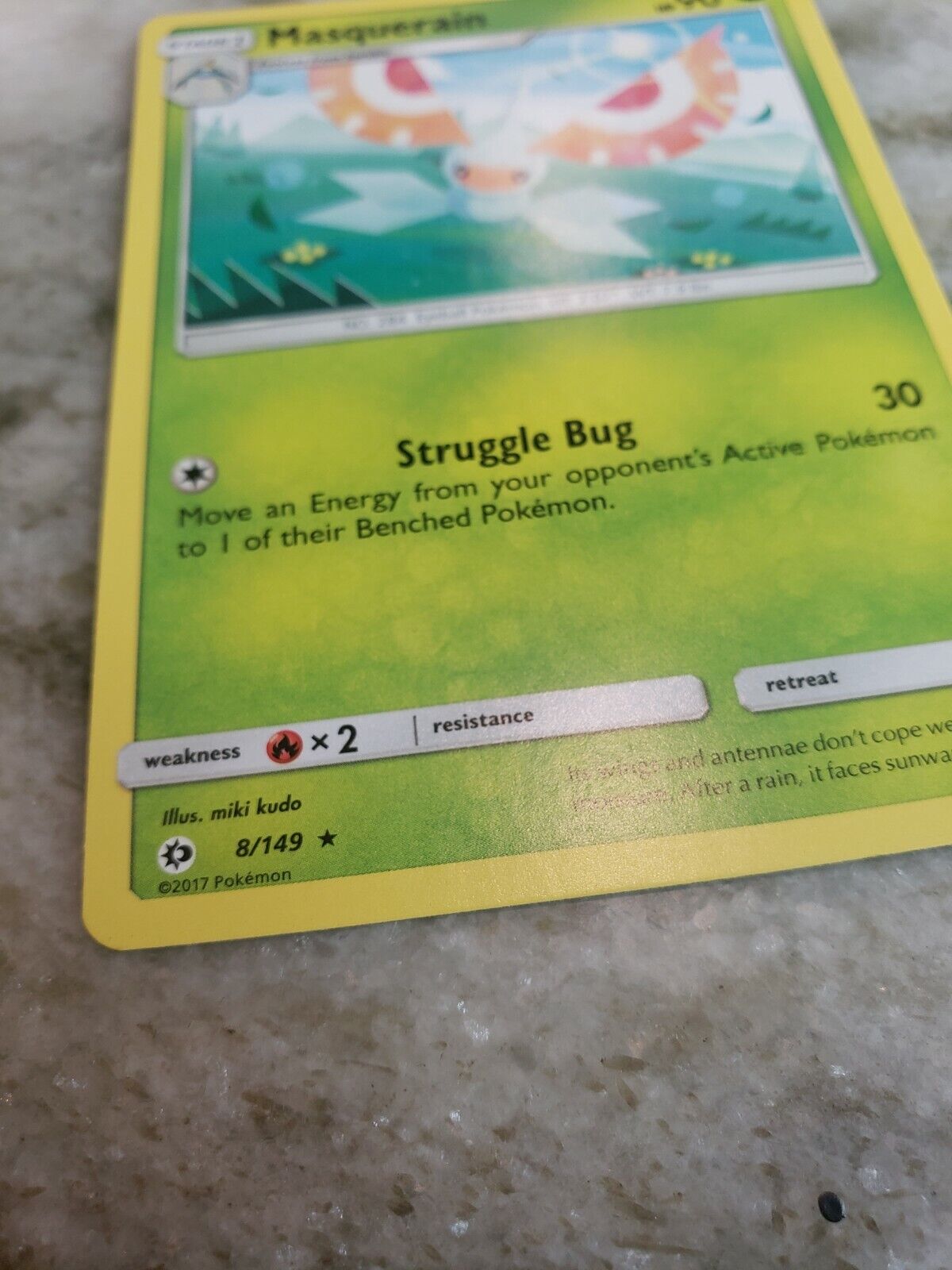 Pokemon TCG: Masquerain 8/149 Rare Sun & Moon Mint/Near Mint - 2017