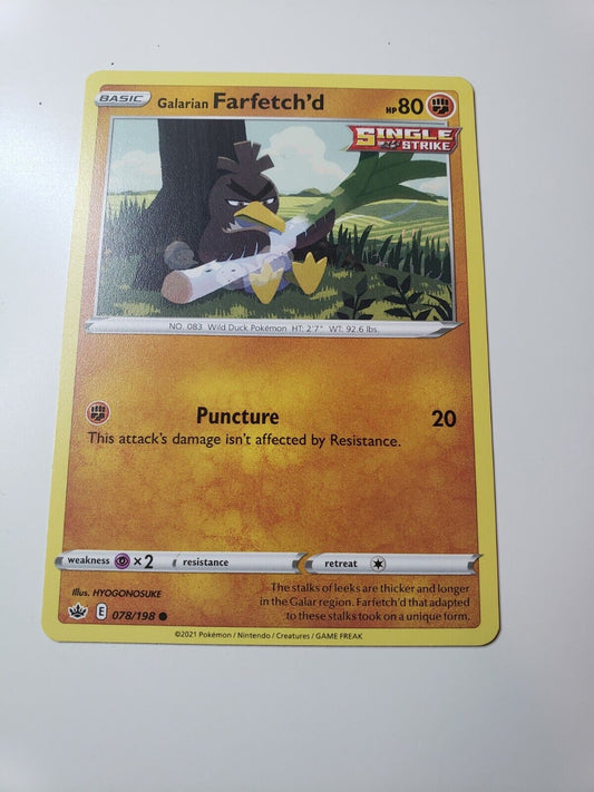 Pokémon TCG Galarian Farfetch'd Chilling Reign 078/198 Regular Common