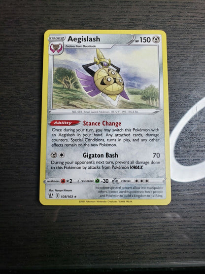 AEGISLASH 1x 108/163 Rare Pokemon Sword & Shield Battle Styles Non-Holo NM