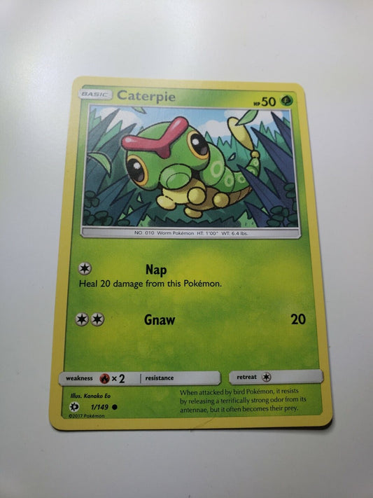 Pokémon TCG Caterpie Sun & Moon Base Set 1/149 Regular Common Card NM 2017