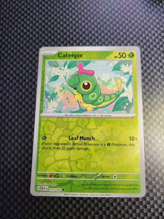 Pokémon TCG S&V 151 Caterpie 010/165 Reverse Holo Common Card NM 2023