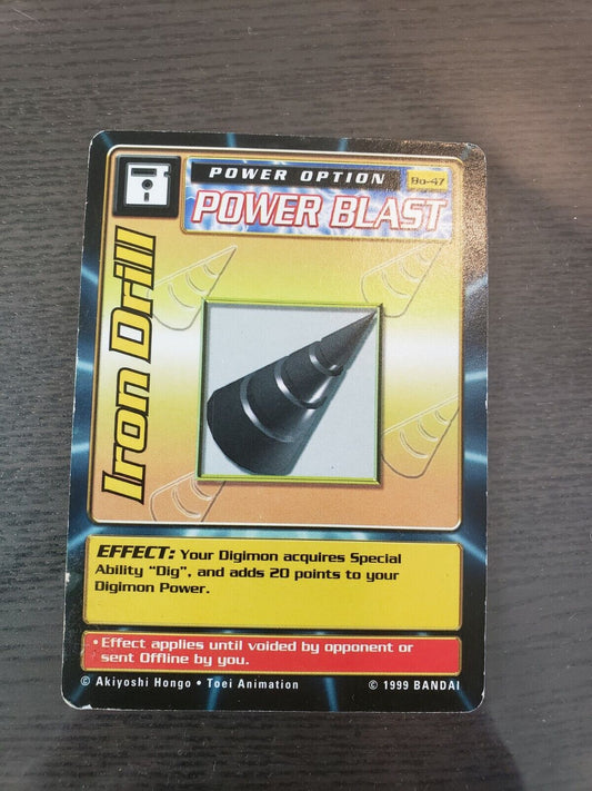 Digimon Iron  Drill Power Blast Power Option BO-47 1999 Bandai Card