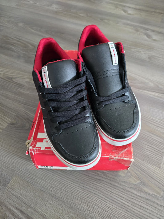 Es Theory low Black/Red leather Justin Eldridge Vintage Skate shoes Sz 9