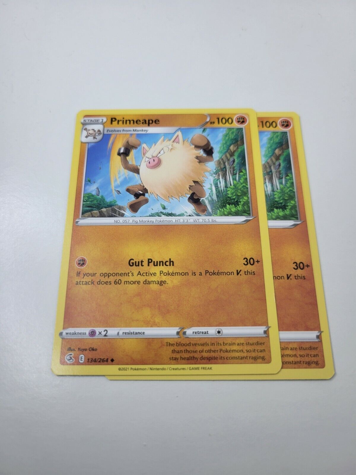 Pokémon TCG Primeape Fusion Strike 134/264 Regular Uncommon Card NM 2021