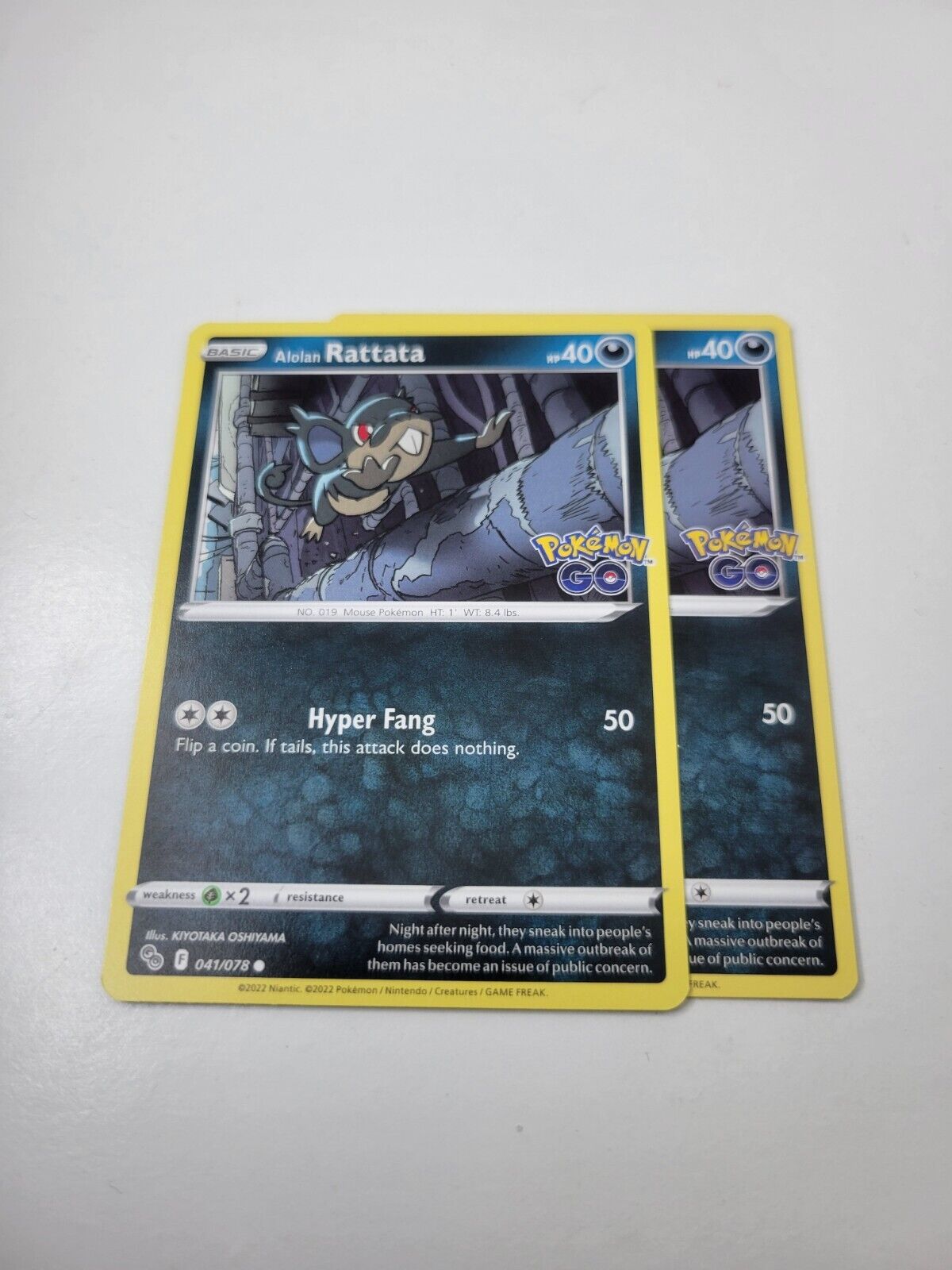 Pokémon TCG Alolan Rattata Pokemon GO 041/078 Regular Common Card NM 2022