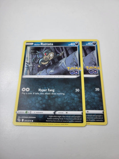 Pokémon TCG Alolan Rattata Pokemon GO 041/078 Regular Common Card NM 2022