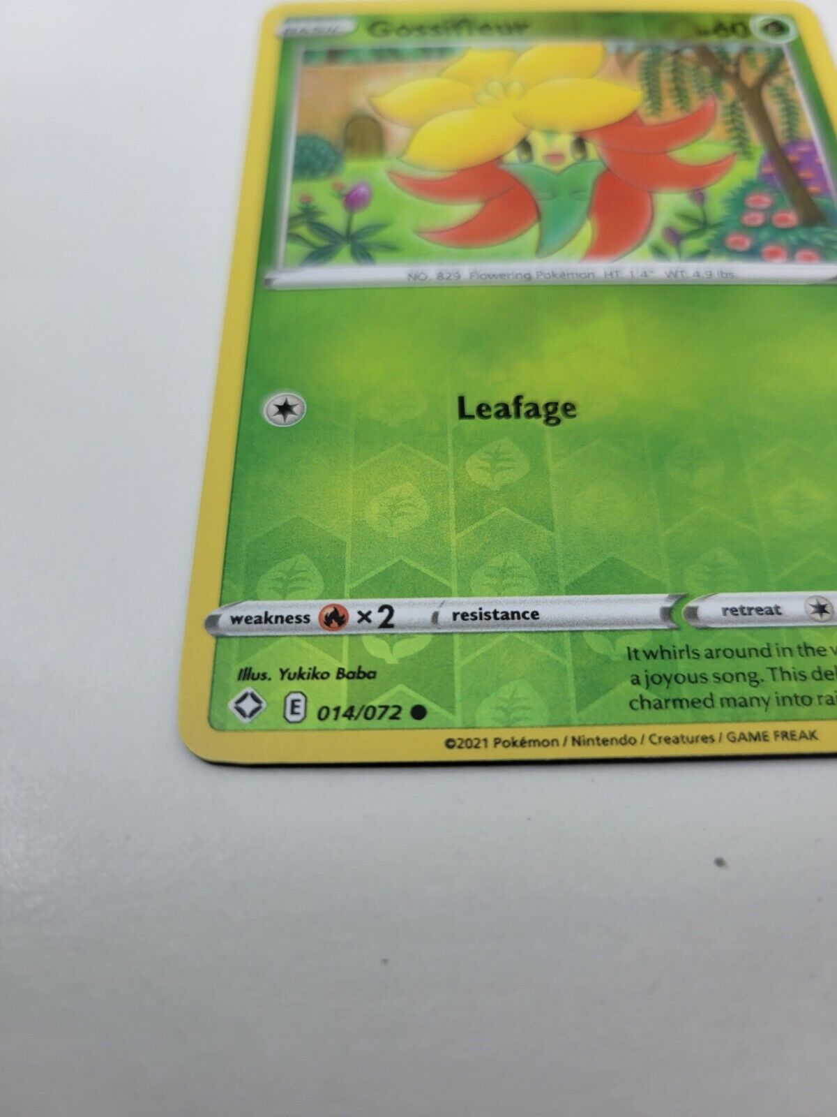 Pokémon TCG Gossifleur Shining Fates 014/072 Reverse Holo Common Card NM 2021