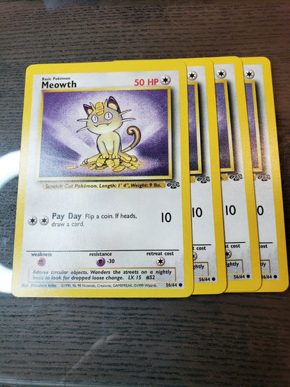 Meowth 56/64 Jungle Set Common WOTC Pokemon TCG 1999