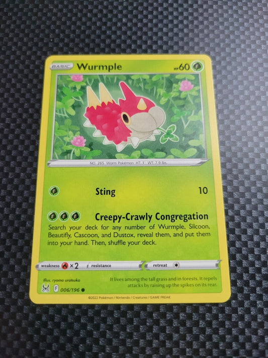 Pokémon TCG Wurmple Lost Origin 006/196 Regular Common Card NM 2022