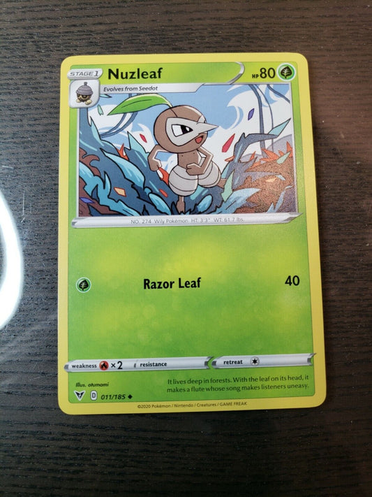 Pokemon TCG Vivid Voltage Nuzleaf Regular Uncommon Card 011/185 NM 2020