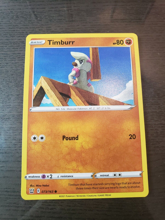 Pokemon TCG S&S Battle Styles Timburr 073/163 Regular Common Card NM 2021