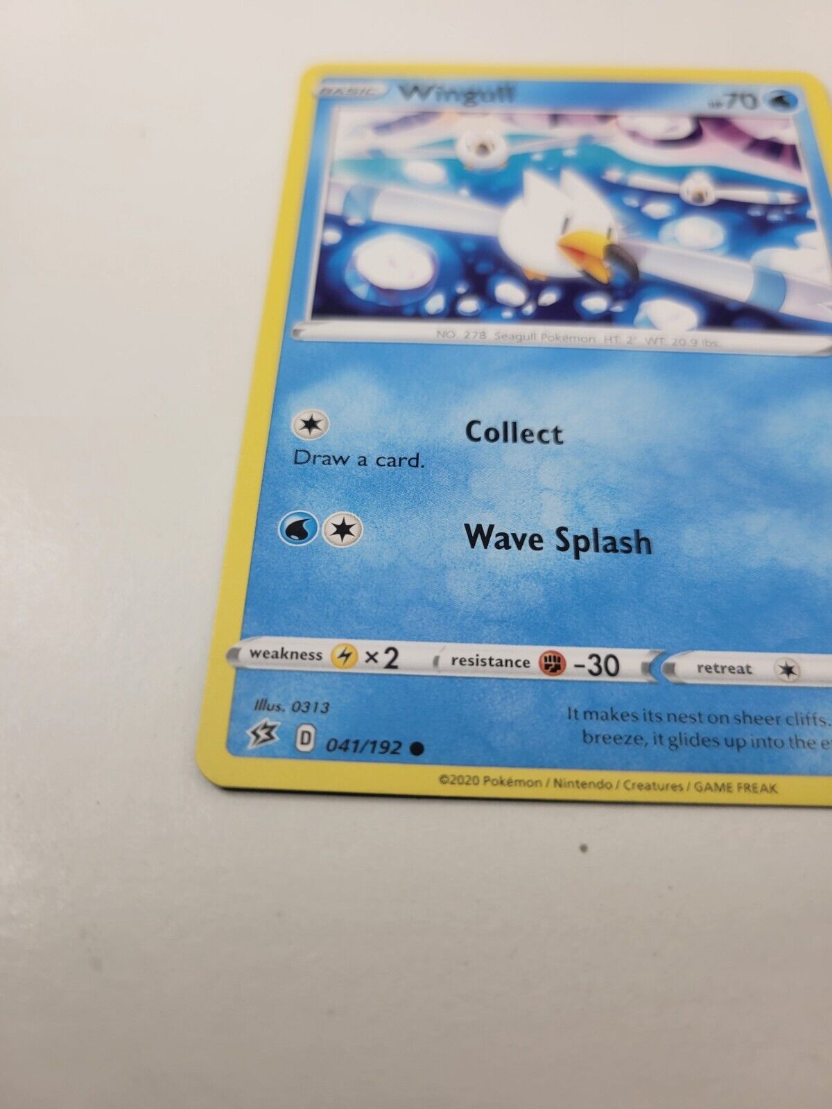 Pokémon TCG Wingull Rebel Clash 041/192 Regular Common Card NM 2020
